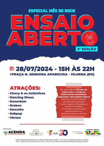Fim de semana tem música ao vivo e feira de artesanato em Vilhena para celebrar os 20 anos da Cultura Viva - Gente de Opinião