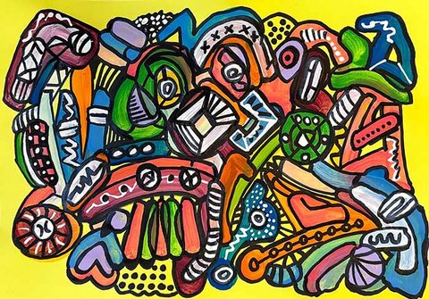 Alegoria 2, técnica mista sobre cartão, 42 x 30 cm (Viriato Moura)
