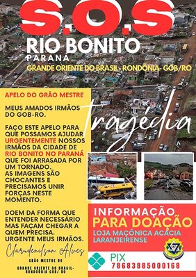 GOB Rondônia mobiliza irmãos e sociedade para ajudar vítimas do tornado que devastou Rio Bonito, no Paraná