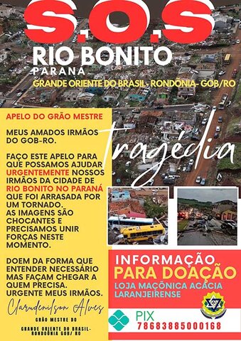 GOB Rondônia mobiliza irmãos e sociedade para ajudar vítimas do tornado que devastou Rio Bonito, no Paraná - Gente de Opinião