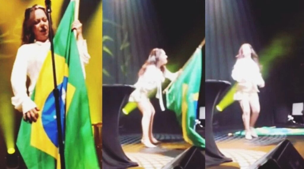 Bebel Gilberto pisando na Bandeira do Brasil - Gente de Opinião