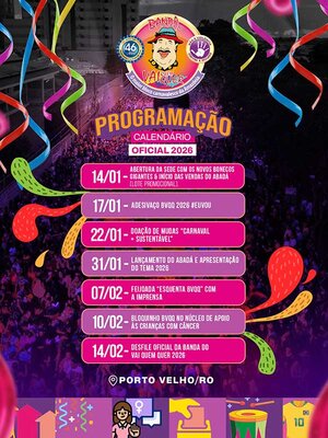 Banda do Vai Quem Quer divulga calendário oficial para o Carnaval 2026 em Porto Velho
