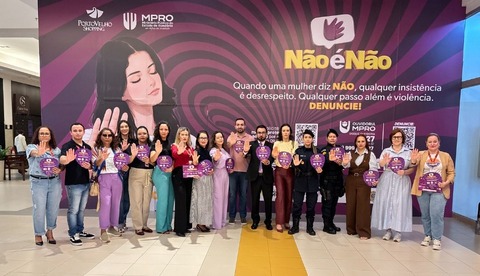 Em reforço à campanha “Não é Não” no Carnaval, MPRO realiza adesivação de conscientização no Porto Velho Shopping