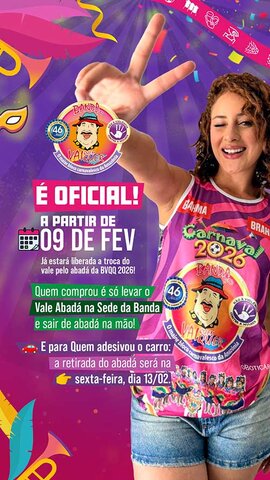 Entrega dos abadás da Banda do Vai Quem Quer começam na próxima segunda-feira na sede do bloco    - Gente de Opinião