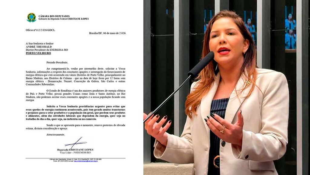 Deputada Federal Cristiane Lopes cobra providências da Energisa após constantes apagões em Rondônia - Gente de Opinião