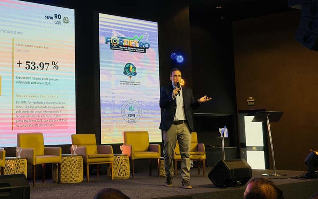 Durante a apresentação, o auditor destacou que Rondônia deixou de ocupar apenas posição de consumo logístico (Foto: Muryllo Ferri Bastos) - Gente de Opinião