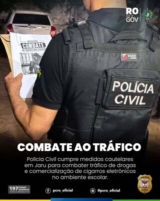 Polícia Civil apreende drogas e cigarros eletrônicos em operação contra o tráfico no ambiente escolar em Jaru