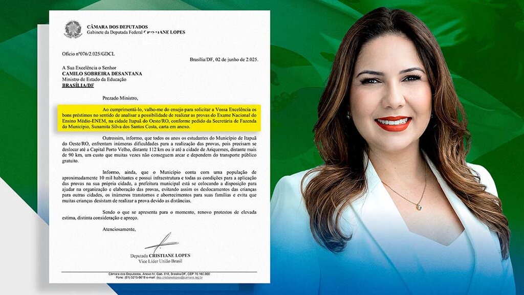 Após solicitação de Cristiane Lopes, ENEM 2026 será realizado em Itapuã do Oeste - Gente de Opinião