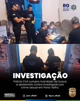 Polícia Civil cumpre mandados de busca e apreensão contra investigados por de crime sexual contra adolescente em Porto Velho