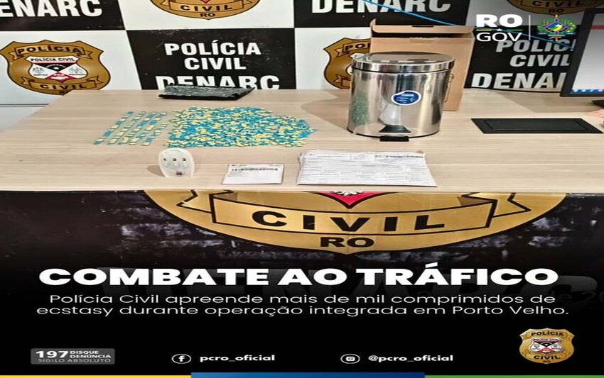 Polícia Civil apreende mais de mil comprimidos de ecstasy durante operação integrada em Porto Velho