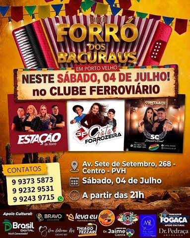 Forró dos Bacuraus acontece neste sábado, 04 de julho, e promete agitar Porto Velho - Gente de Opinião