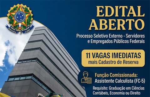 TRT-14 abre seleção externa para cargo de Assistente Calculista com 11 vagas e teletrabalho integral